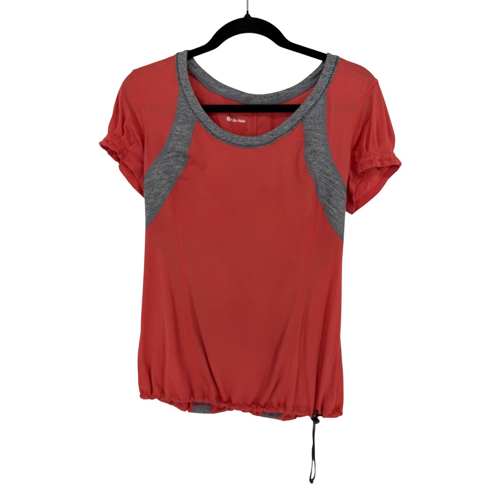 Lululemon Athletica Revitalize Tech Short Sleeve Top Size 8 Red Gray